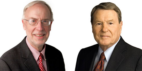 Dan Balz (l) and Jim Lehrer (r)