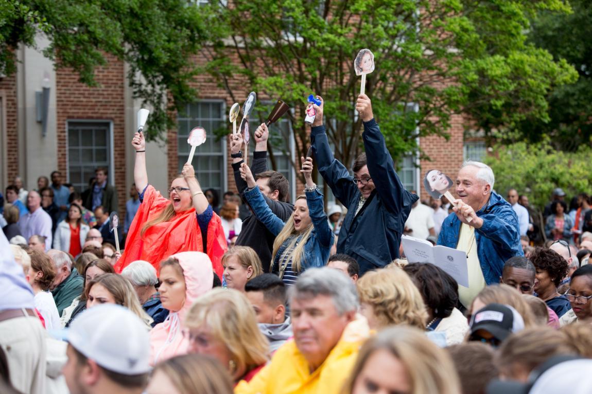 Family of graduate celebrating at Commencement 2018