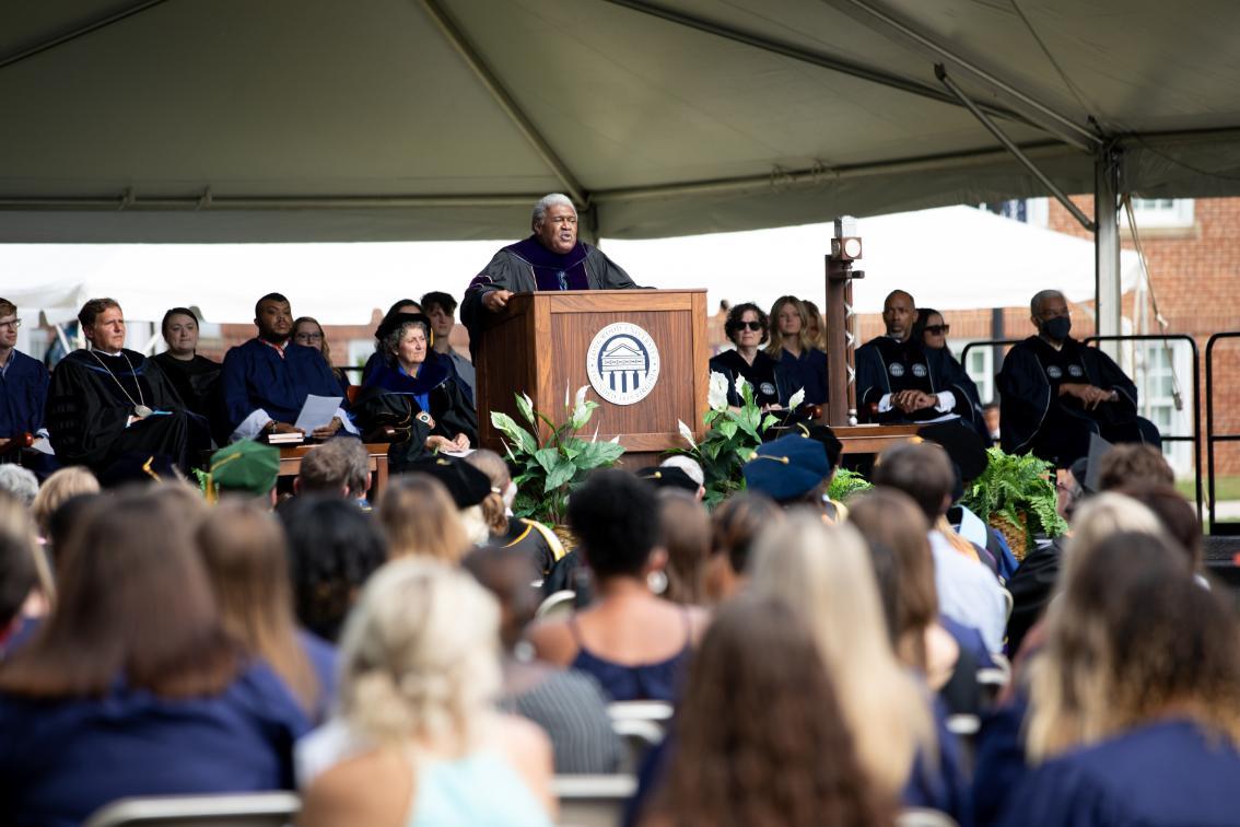 The Honorable John Charles Thomas, the first black justice appointed to the Supreme Court of Virginia, was the keynote speaker at Convocation.