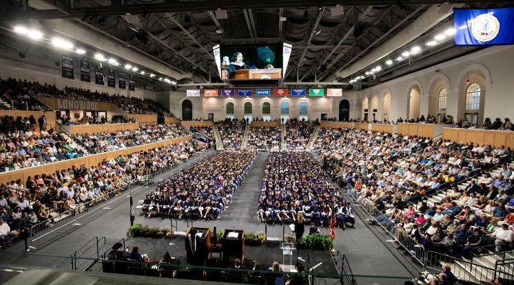 The undergraduate ceremony was held inside the Joan Perry Brock Center because of forecasted storms